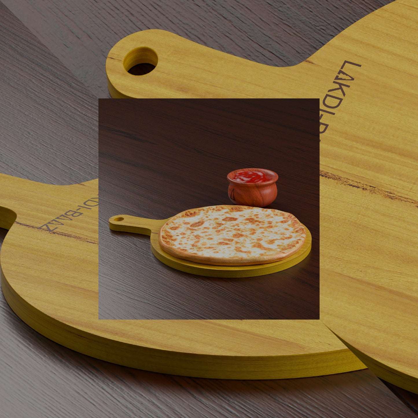 Buy Lakdi-Baaz| Premium Wooden Platter Round Cutting Board Serving Board Chopping Board Made from Light weight Solid Wood