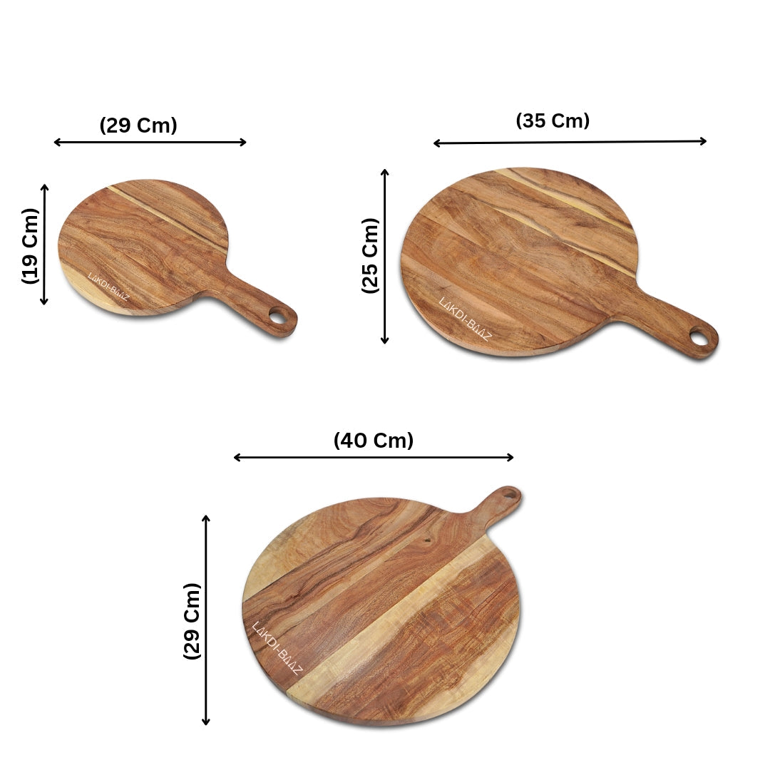 Buy Lakdi-Baaz| Premium Wooden Platter Round Cutting Board Serving Board Chopping Board Combo