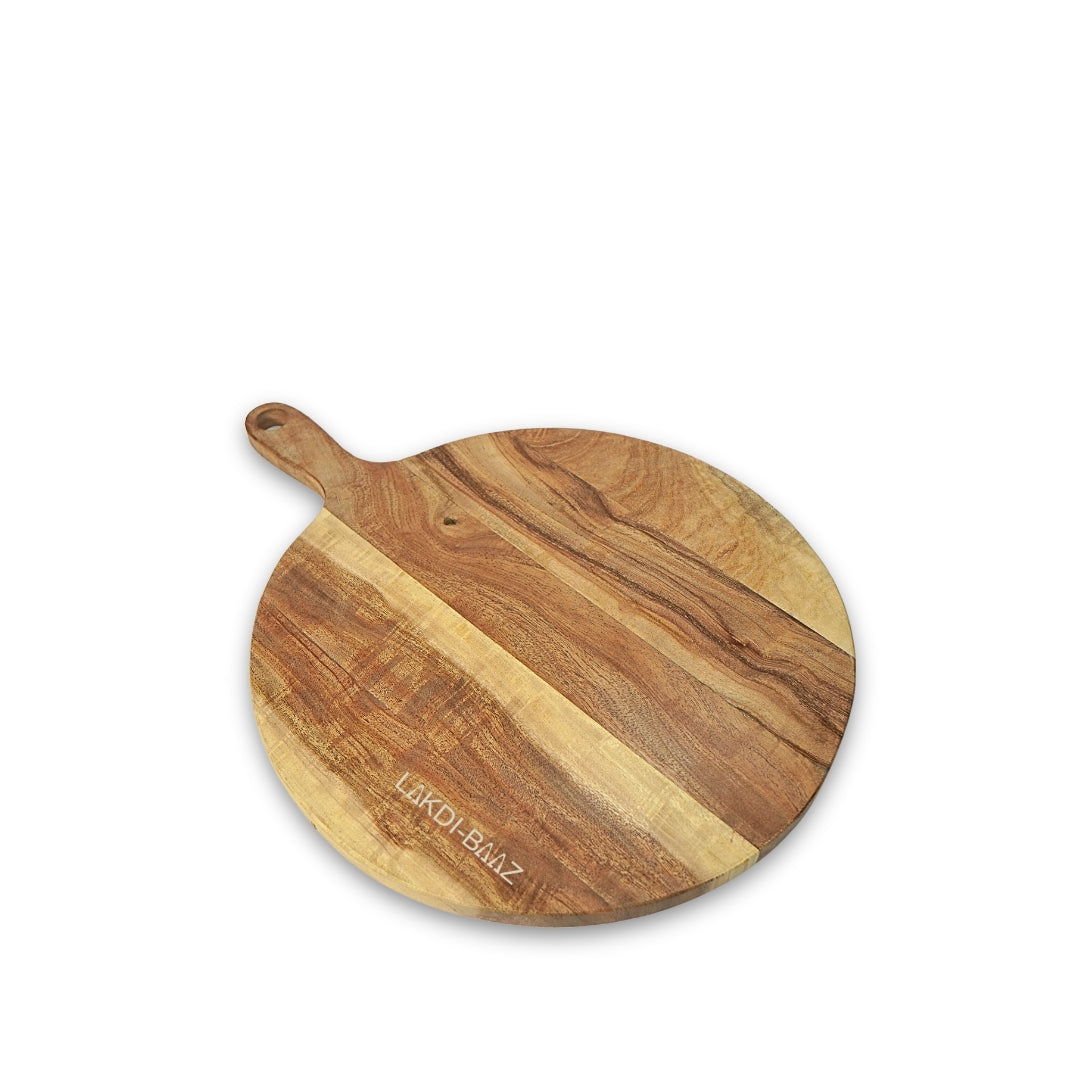 Buy Lakdi-Baaz| Premium Wooden Platter Round Cutting Board Serving Board Chopping Board Large(29 X 40 CM)