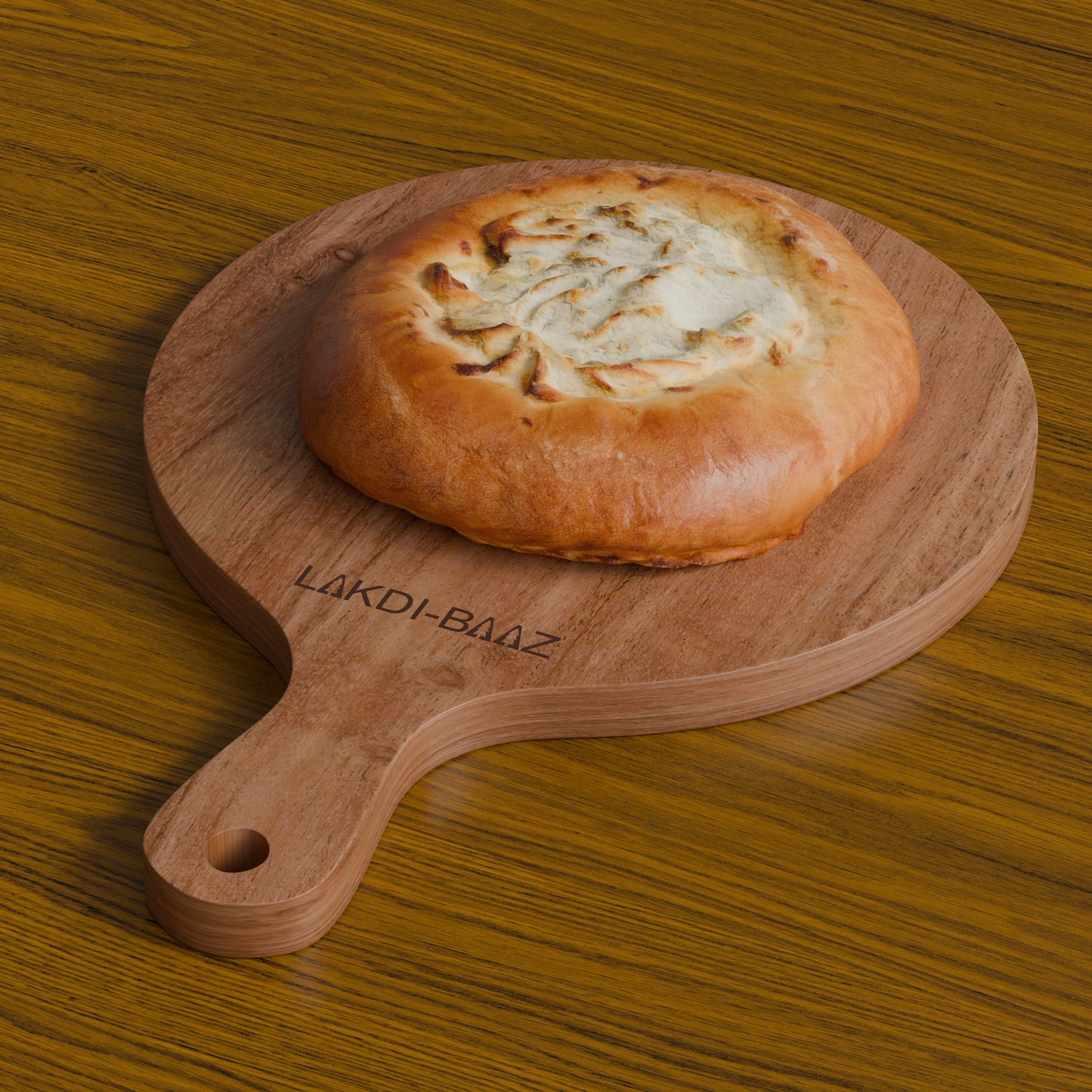 Buy Lakdi-Baaz| Premium Wooden Platter Round Cutting Board Serving Board Chopping Board Medium(25 X 35 Cm)