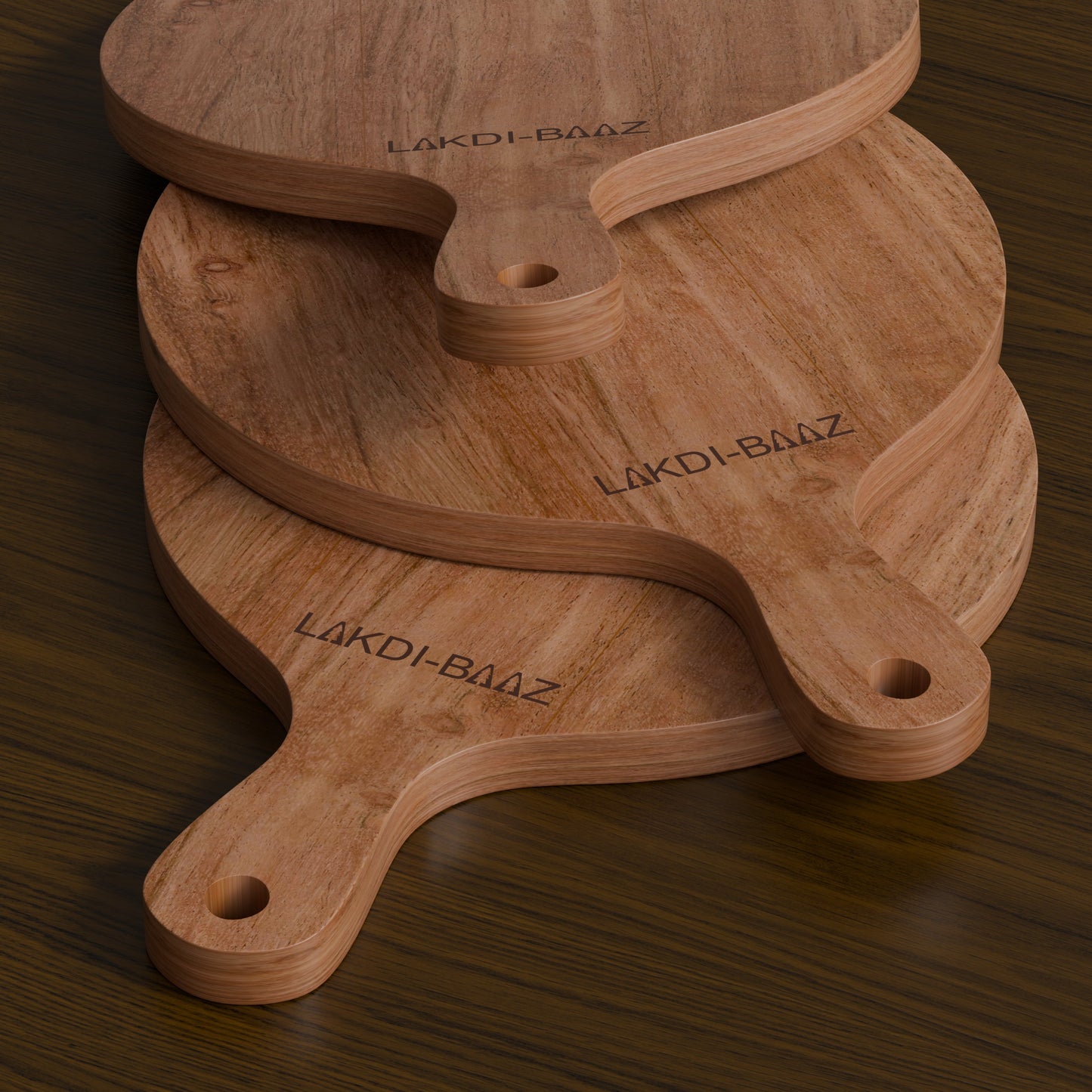 Buy Lakdi-Baaz| Premium Wooden Platter Round Cutting Board Serving Board Chopping Board Medium(25 X 35 Cm)