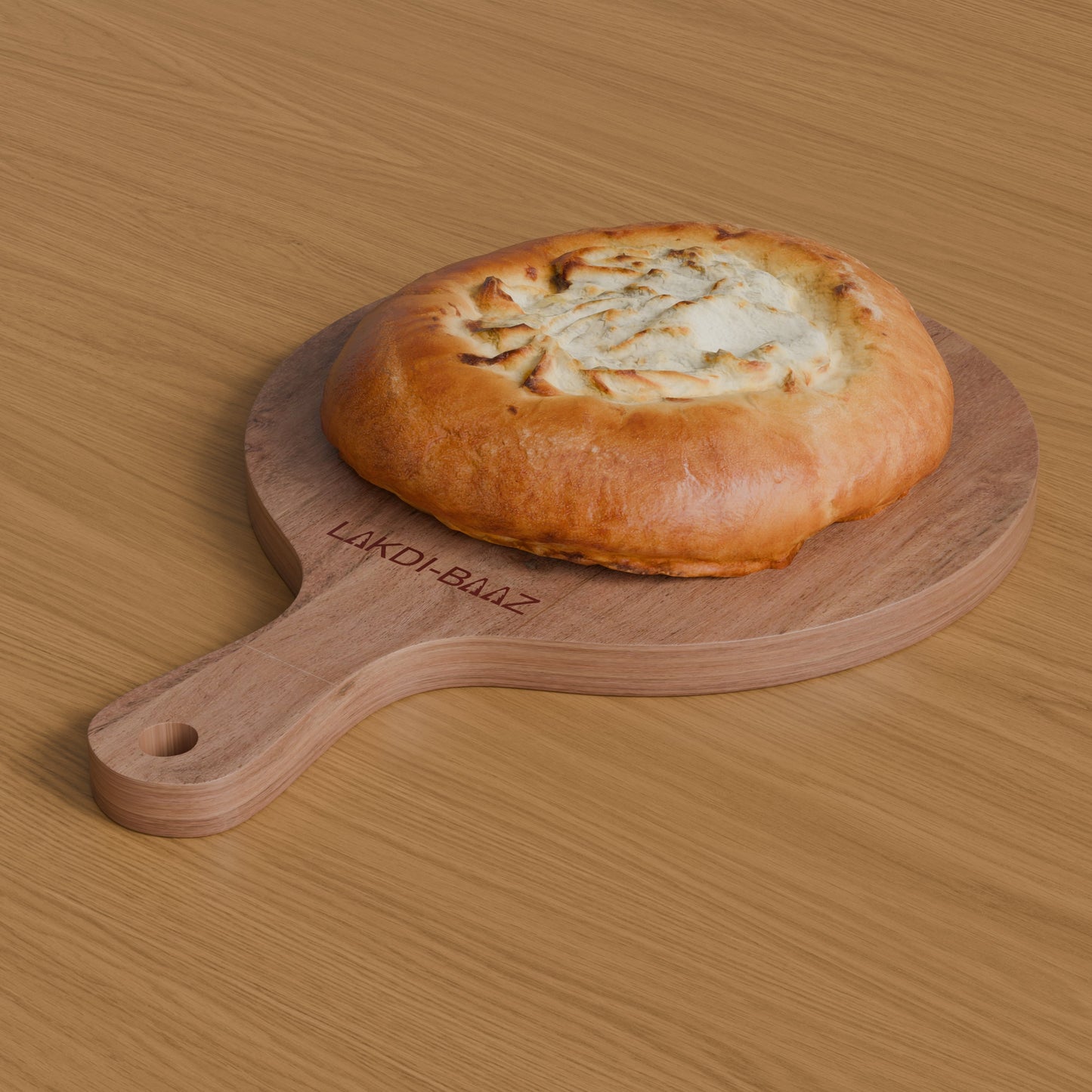 Buy Lakdi-Baaz| Premium Wooden Platter Round Cutting Board Serving Board Chopping Board Small(19 X 29 CM)