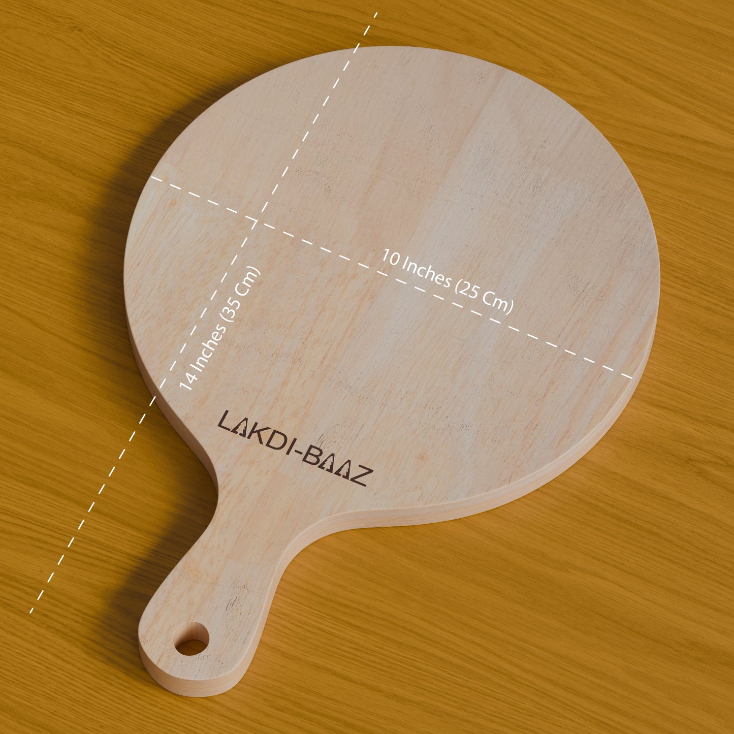 Buy Lakdi Baaz | Medium Rubber Wood Round Chopping Board Rubber β Solid Wood Chopper Boards/Cut Board/Serving Board for Kitchens