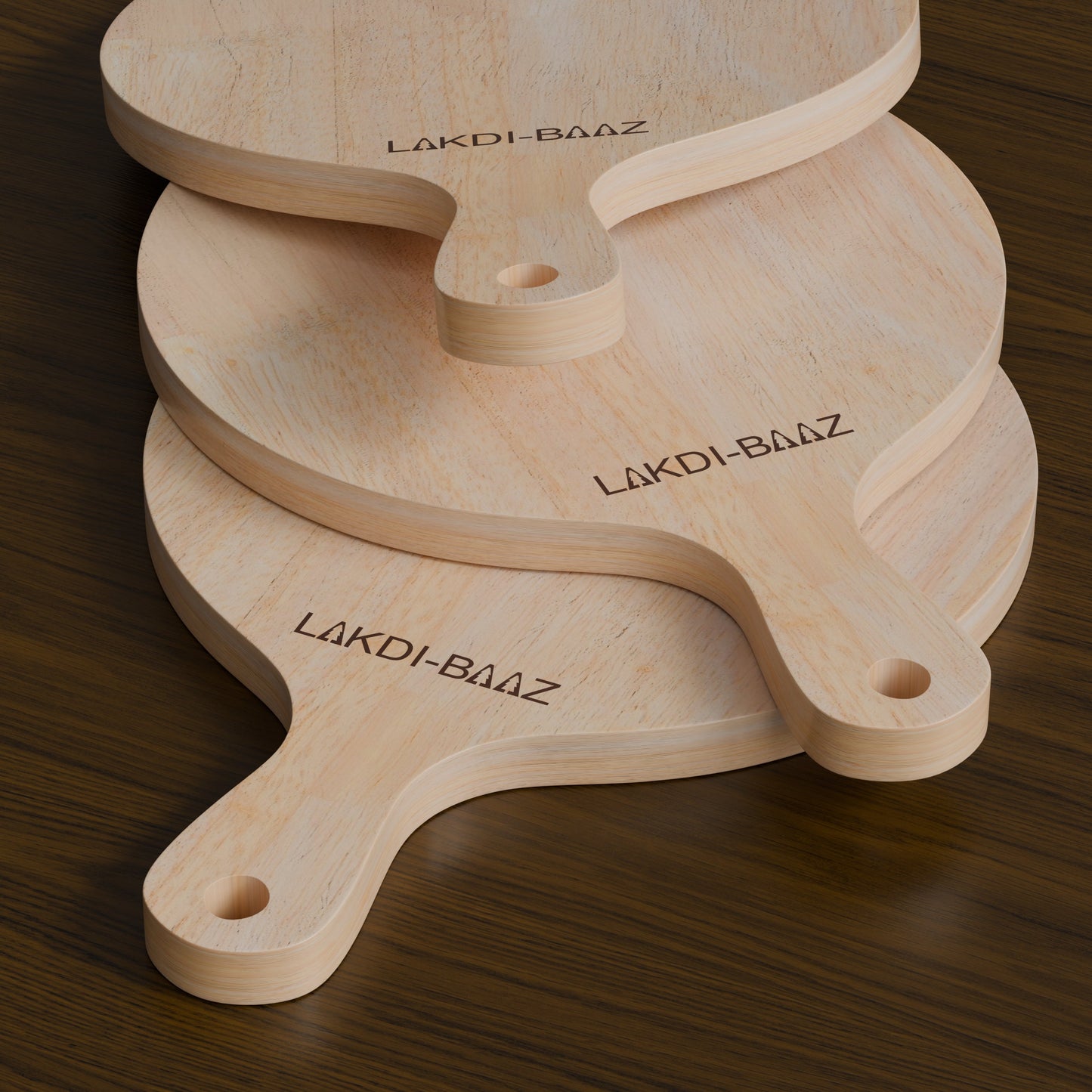 Buy Lakdi Baaz | Medium Rubber Wood Round Chopping Board Rubber β Solid Wood Chopper Boards/Cut Board/Serving Board for Kitchens