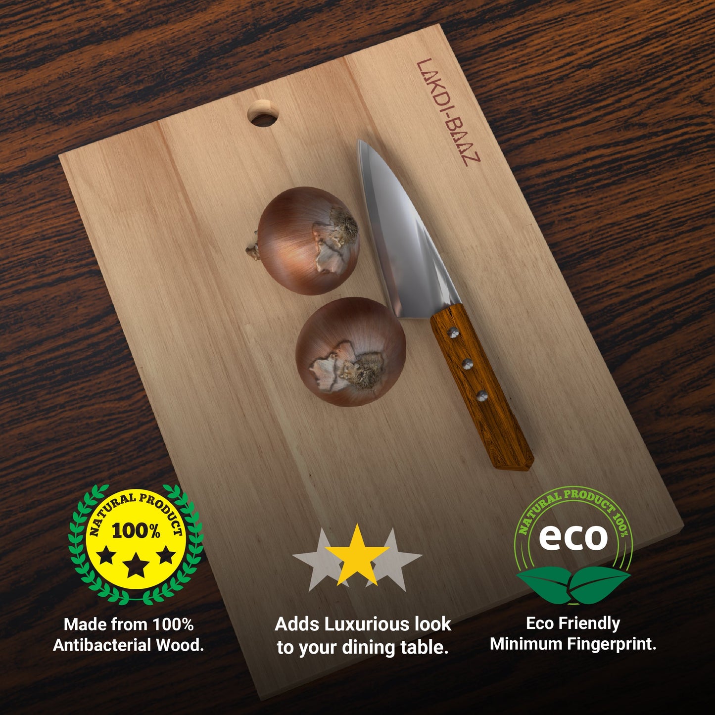 Buy Lakdi Baaz | Premium Rubber Wood Chopping Board Rubber β Handmade Chopper Boards/Cut Board/Serving Board for Veg & Fruit