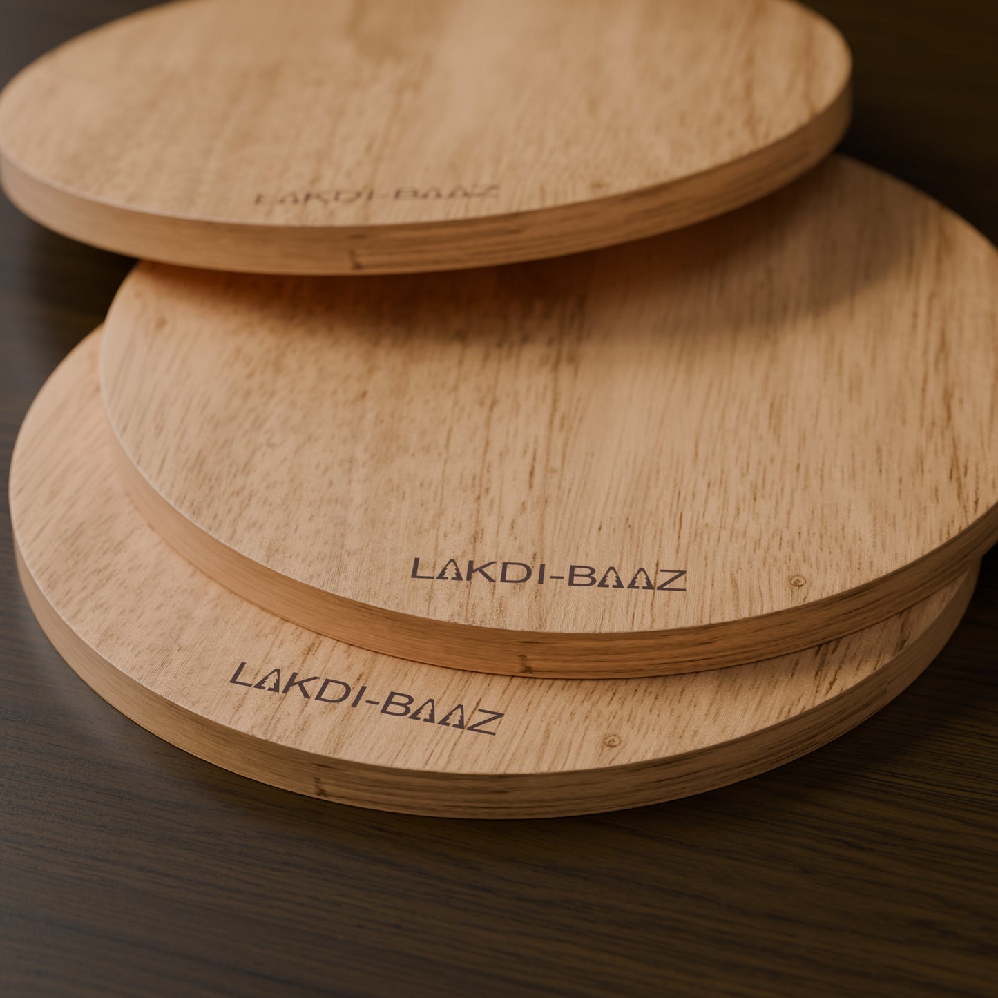 Buy Lakdi Baaz | Round Rubber Wood Chopping Board Rubber β Lightweight Chopper Boards/Cut Board/Serving Board for Daily Use