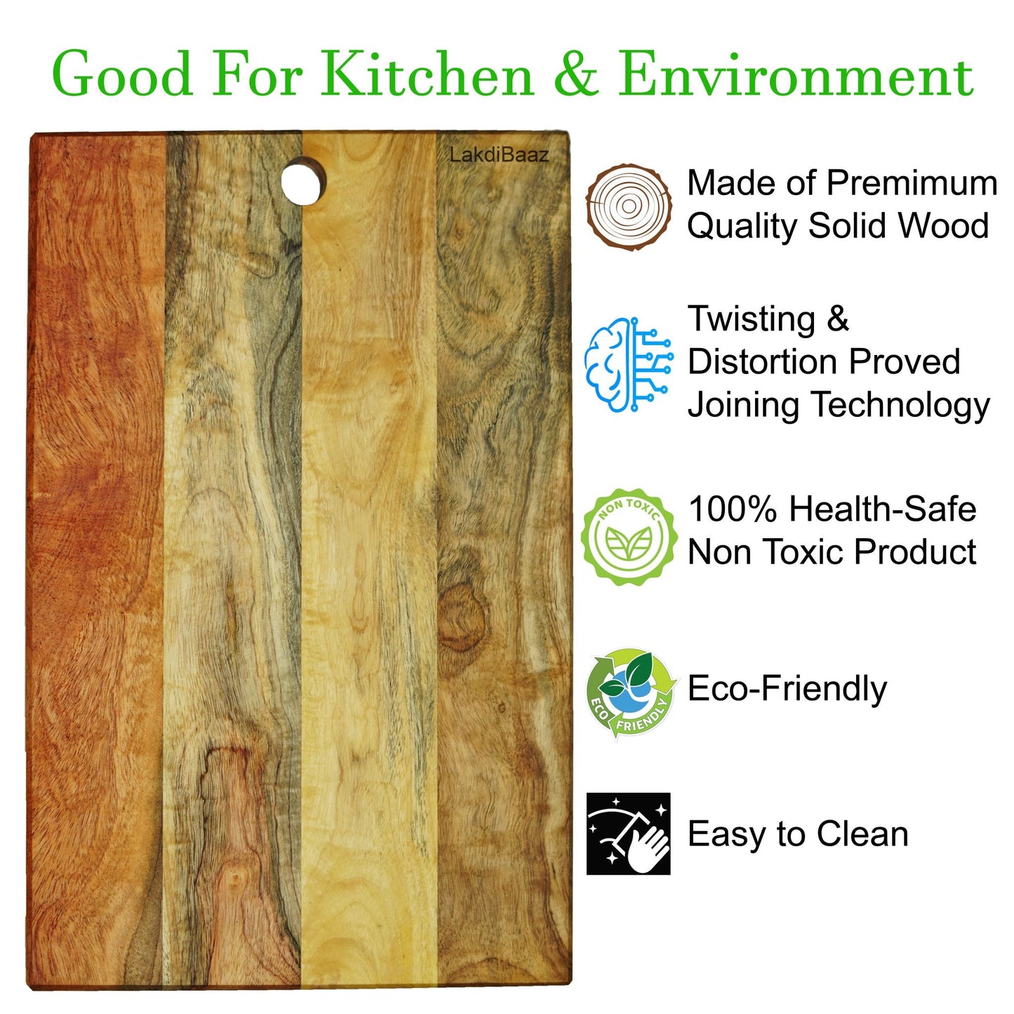 Buy Lakdi Baaz | Wooden thick Cutting Board made from Natural Neem Wood