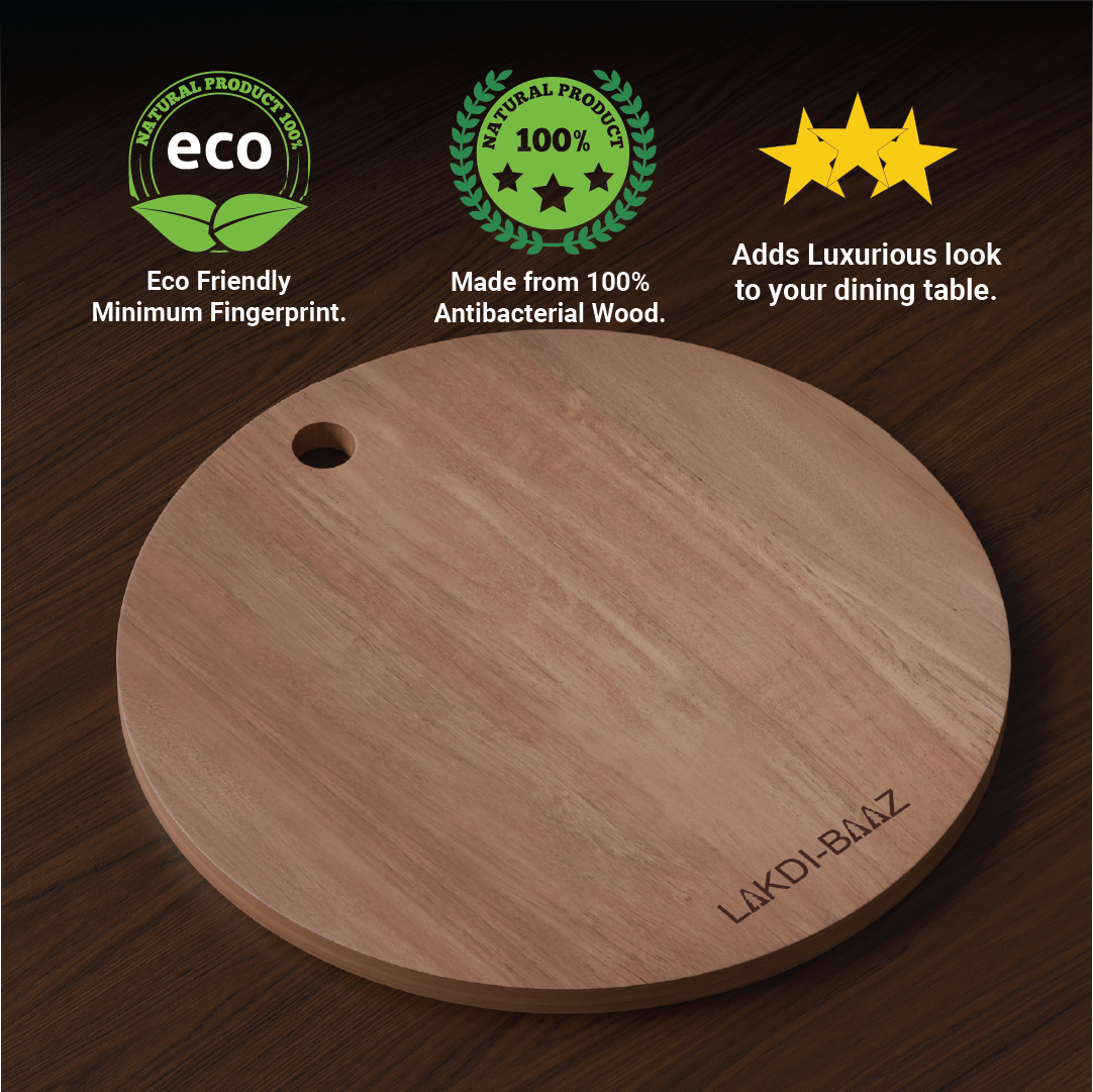 Buy Lakdi Baaz | Wooden Round Cutting Board made from Natural Neem Wood
