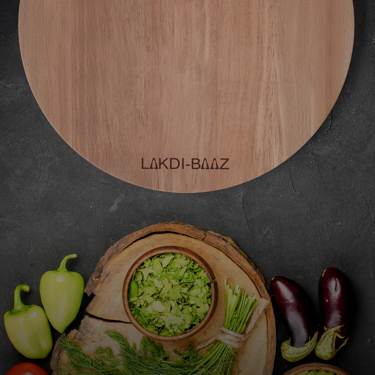 Buy Lakdi Baaz | Wooden Round Cutting Board made from Natural Neem Wood
