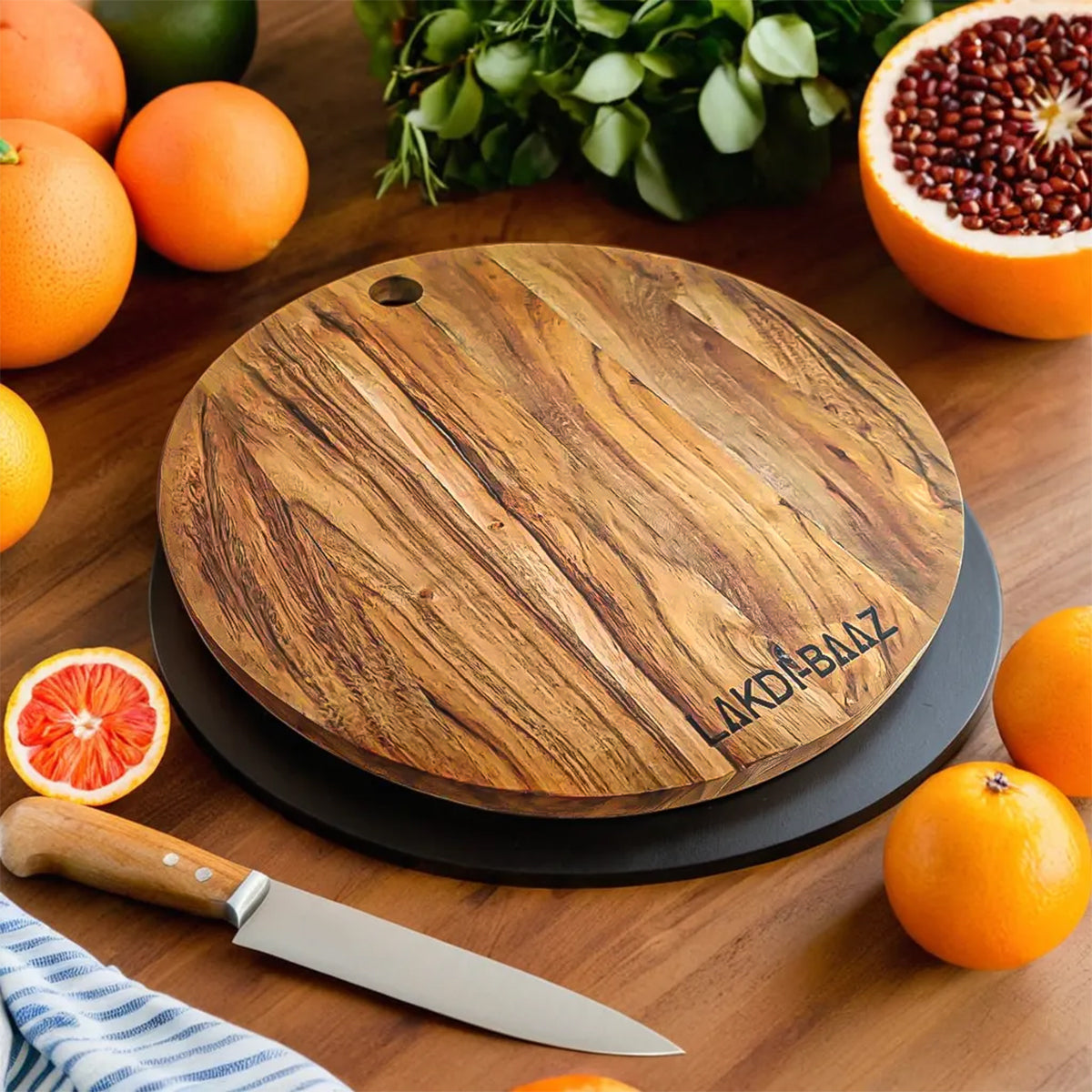 Buy Lakdi Baaz | Wooden Round Cutting Board made from Natural Neem Wood