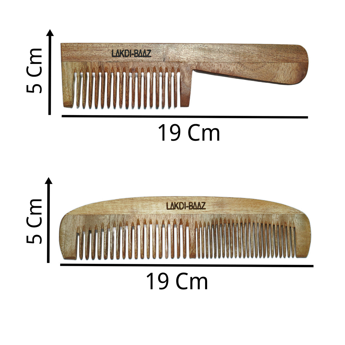 Buy LakdiBaaz Neem Wood Comb Handle and Handle-Free Wooden Comb for hair Comb hair Wooden Kangha Set of 2
