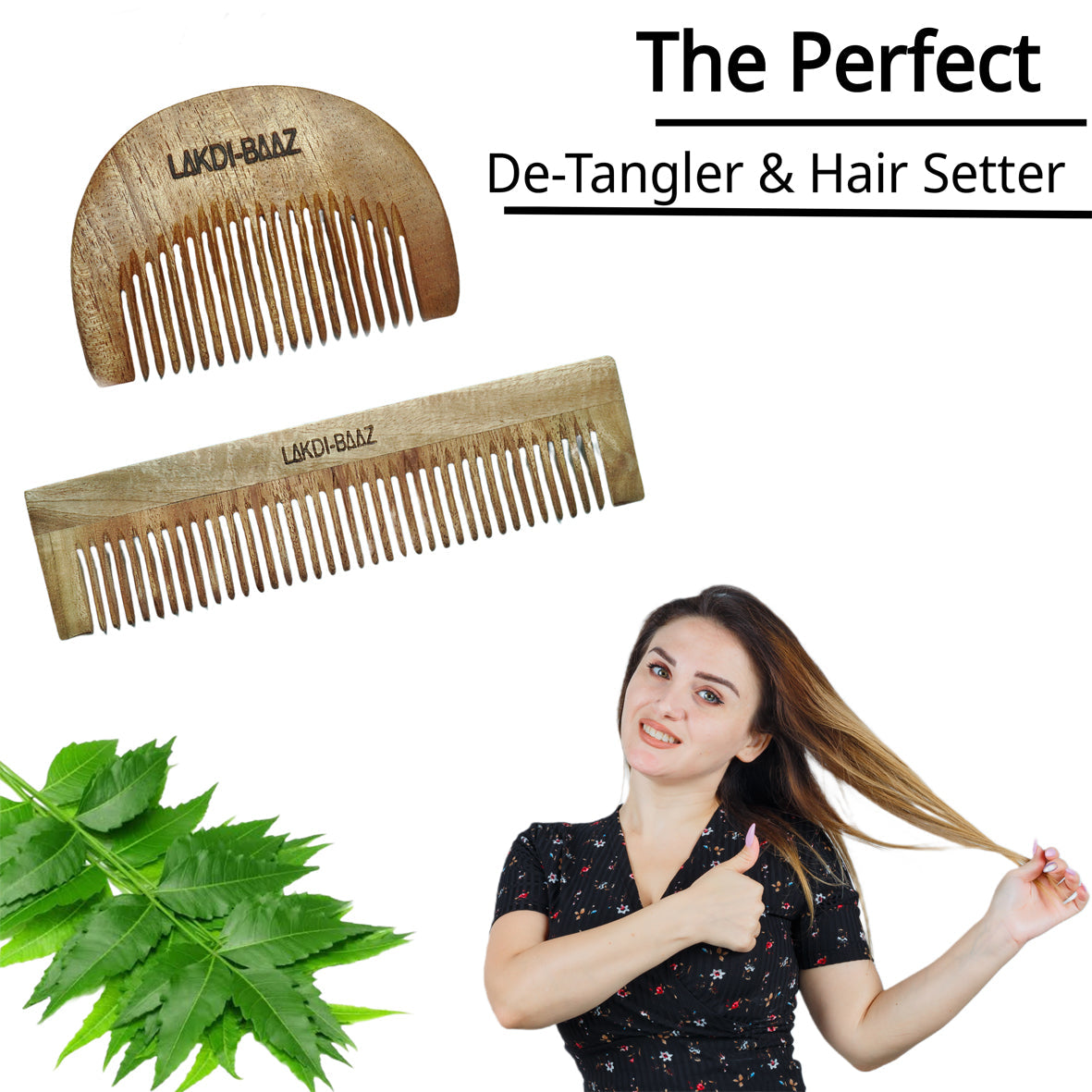 Buy LakdiBaaz Neem Wood Comb Wooden Beard Comb and Pocket Wooden Comb for Hair Growth Comb hair Kangha for Men Set of 2