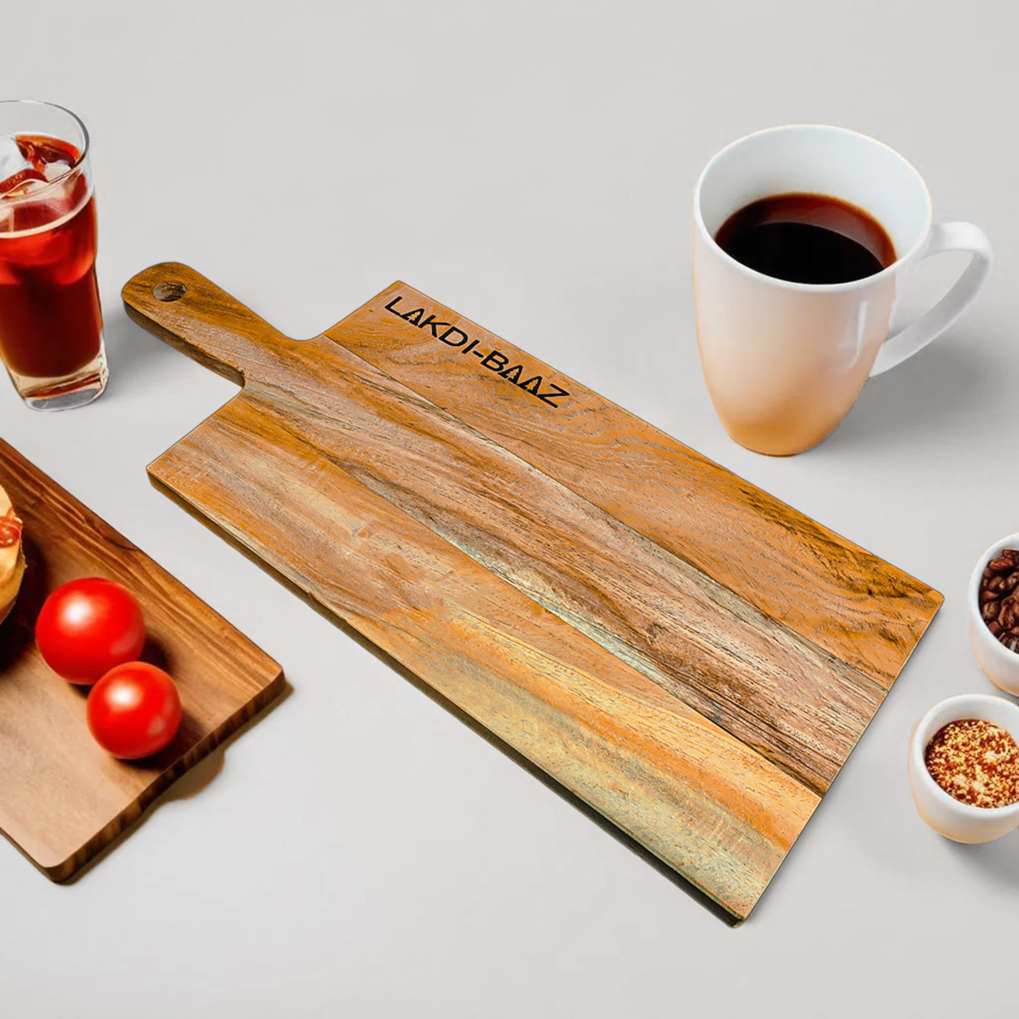 Wood cutting board in racket shape thin 29 cm