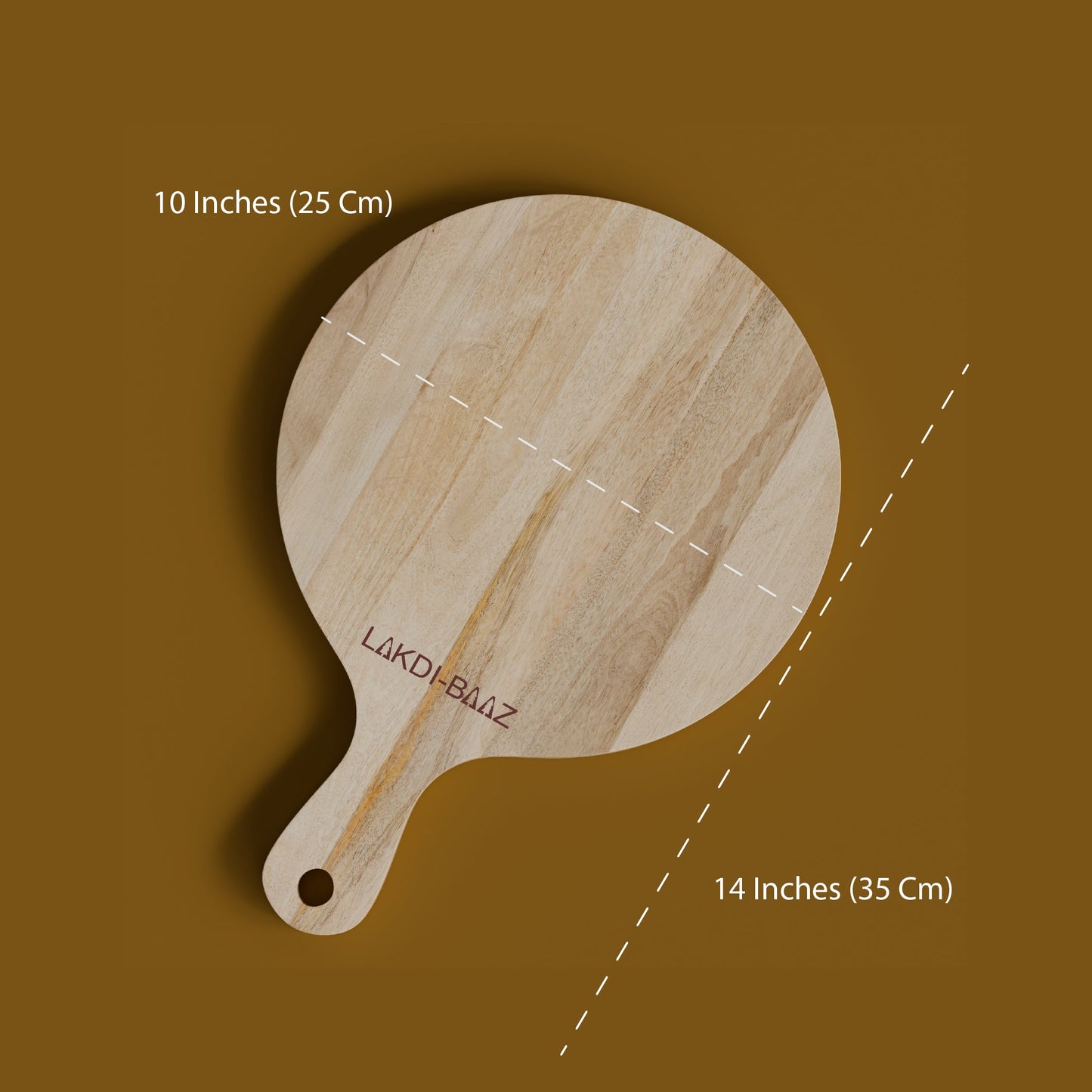 Buy Lakdi Baaz | Medium Mango Wood Round Chopping Board Mango ? Solid Wood Chopper Boards/Cut Board/Serving Board for Kitchens