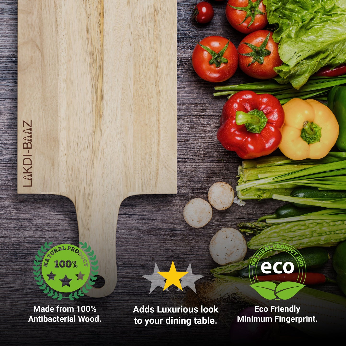 Buy Lakdi Baaz | Mango Wood Square Chopping Board Mango ? Solid Wood Chopper Boards/Cut Board/Serving Board for Kitchens