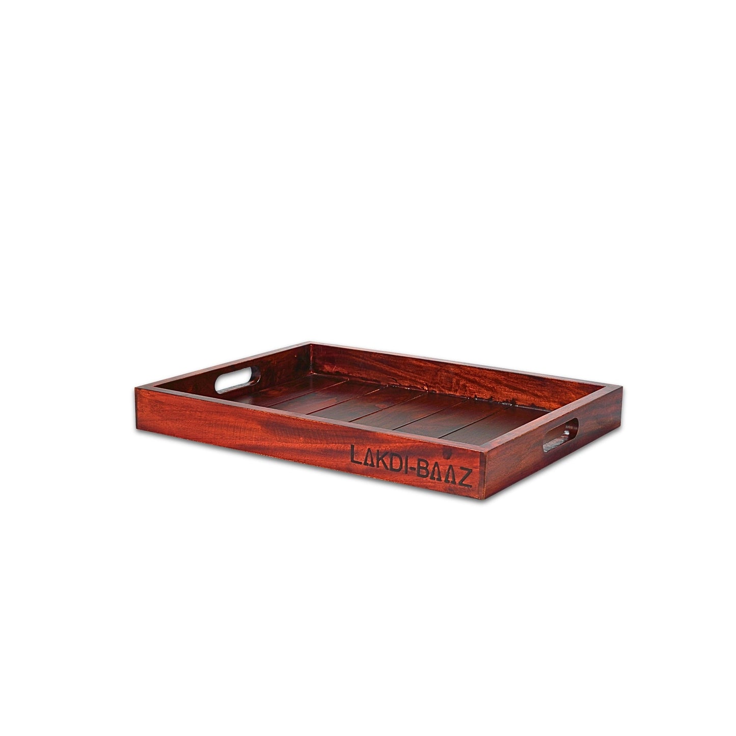 Buy Lakdi-Baaz| Premium Wooden Serving Tray Medium Teak(13 X 10 Inch)