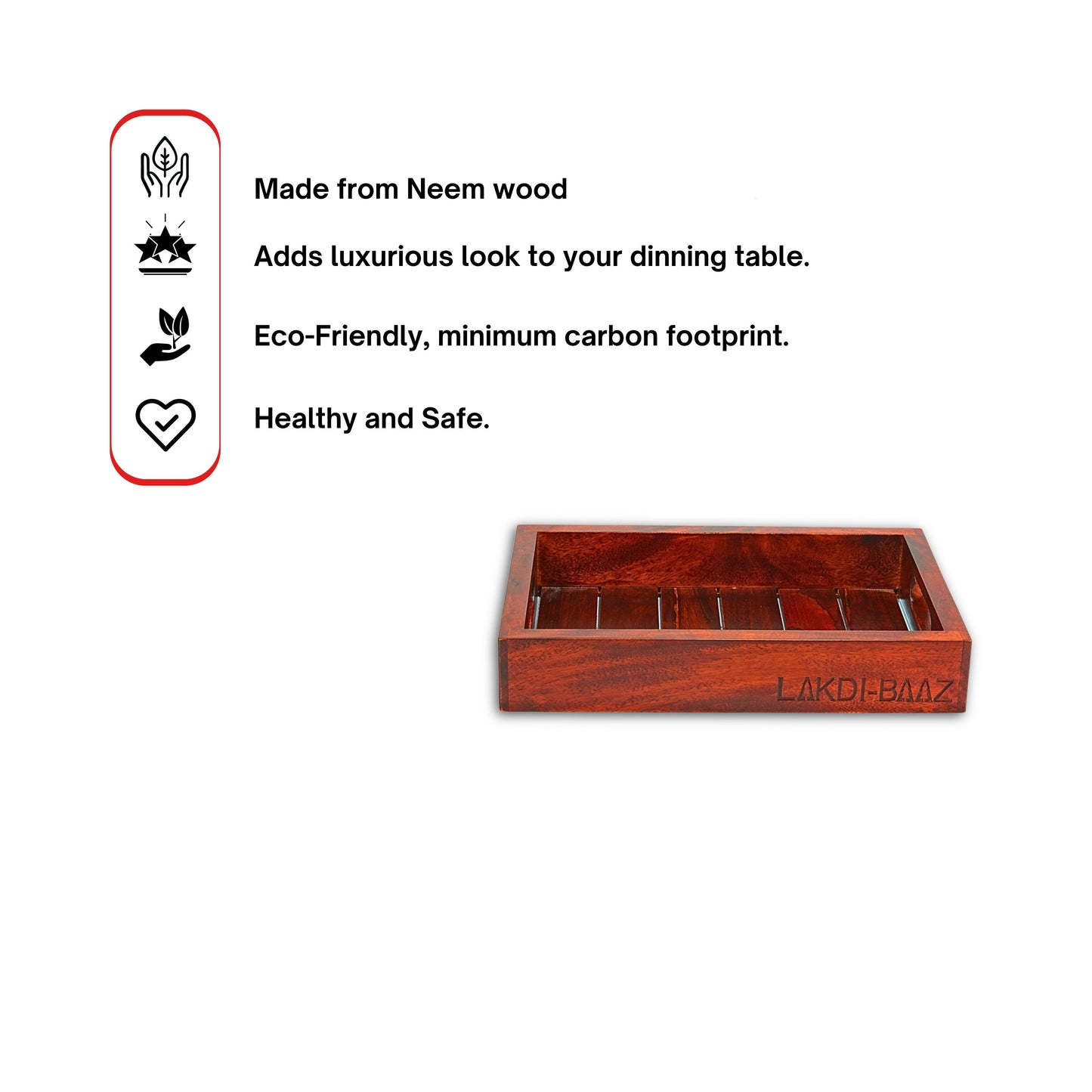 Buy Lakdi-Baaz| Premium Wooden Serving Tray Small Teak(7 X 10 Inch)