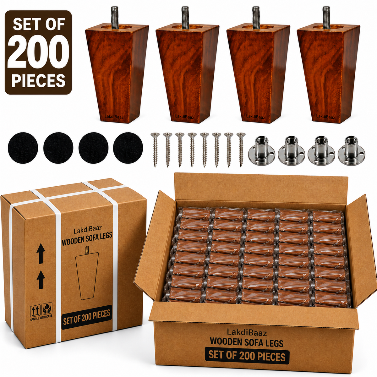 LakdiBaaz Wooden Sofa Legs - SF6T-4Inch