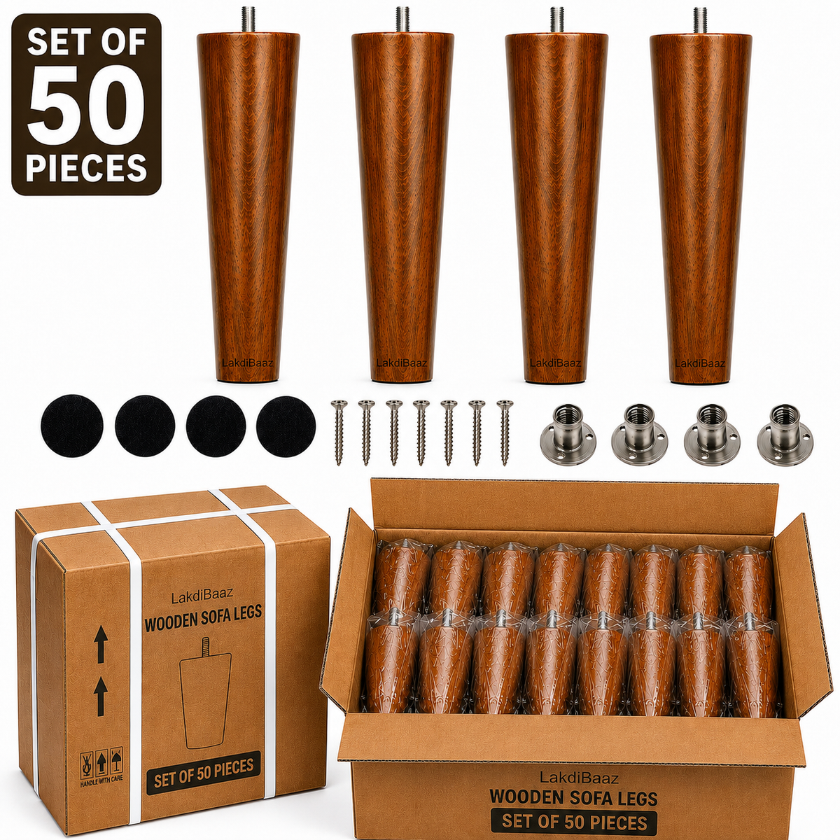 LakdiBaaz Wooden Sofa Legs - SF2T-8Inch