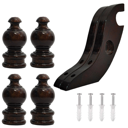 Buy Paras Wooden Double Curtain Finials with Bracket