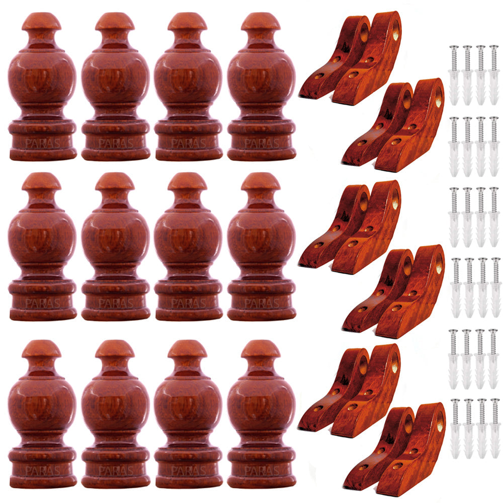 Buy Paras Wooden Curtain Finials with Bracket