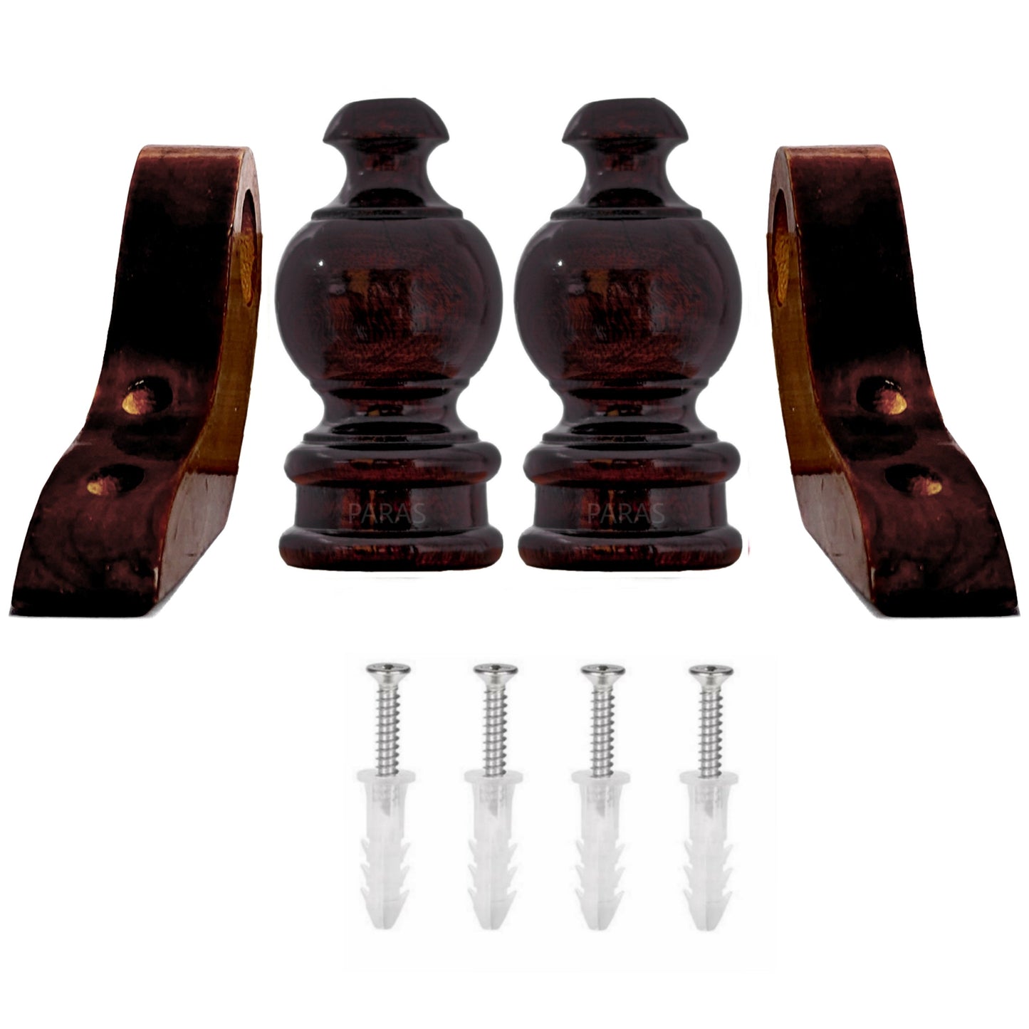 Buy Paras Wooden Curtain Finials with Bracket