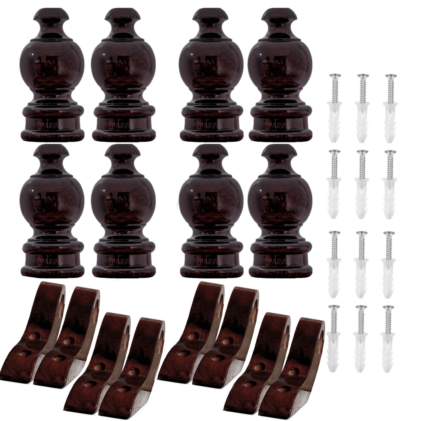 Buy Paras Wooden Curtain Finials with Bracket