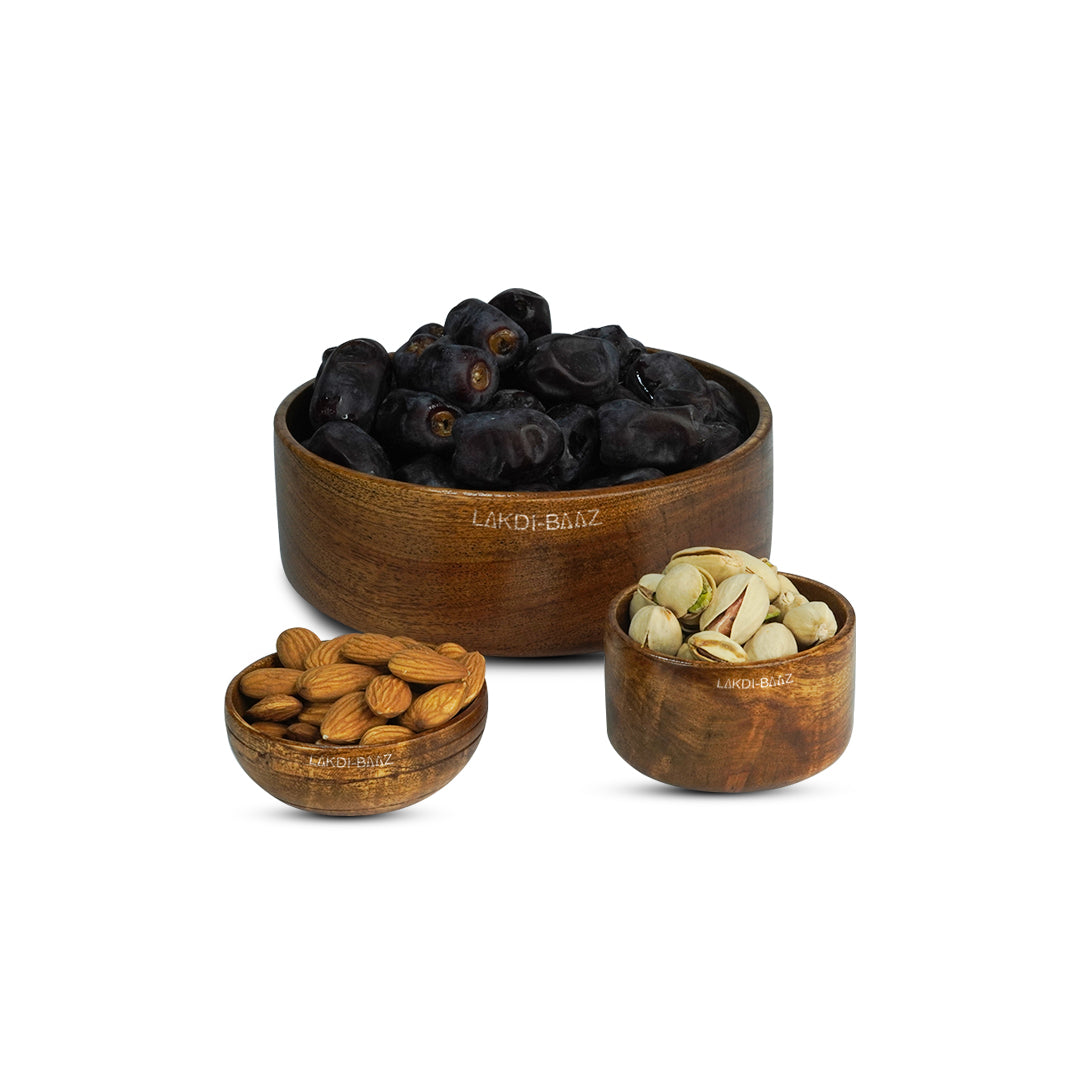 Buy Natural Non Toxic Wooden Bowl Set for Salad/Serving/Soup Made From Neem Wood No Color Used Teak