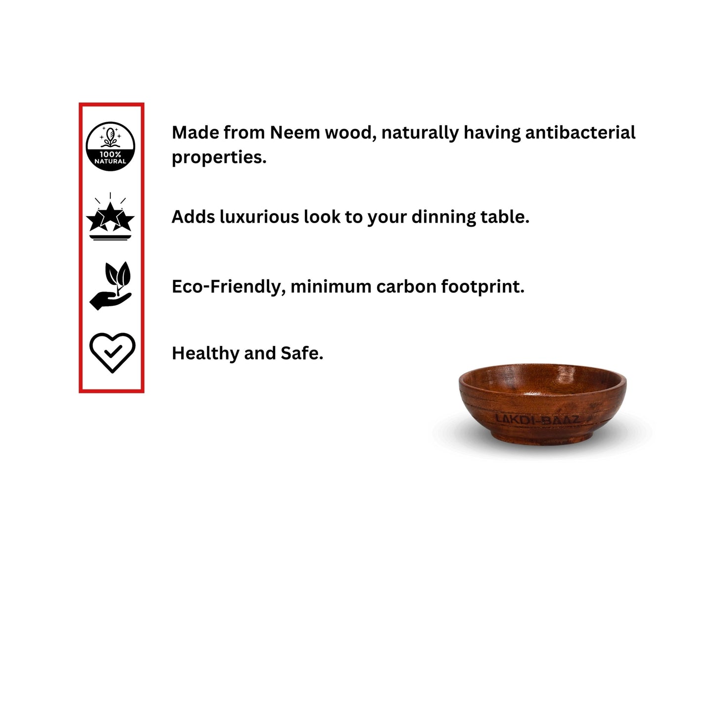 Buy Natural Non Toxic Wooden Bowl Snack Serving Bowl Made From Neem Wood No Color Used 6 PC Teak