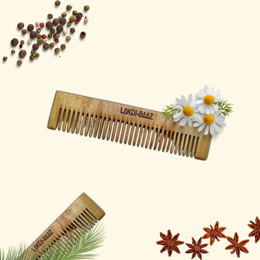 Buy Lakdi-Baaz | Neem Wood Comb for Hair Growth Wooden Pocket Comb Kangha For man and woman