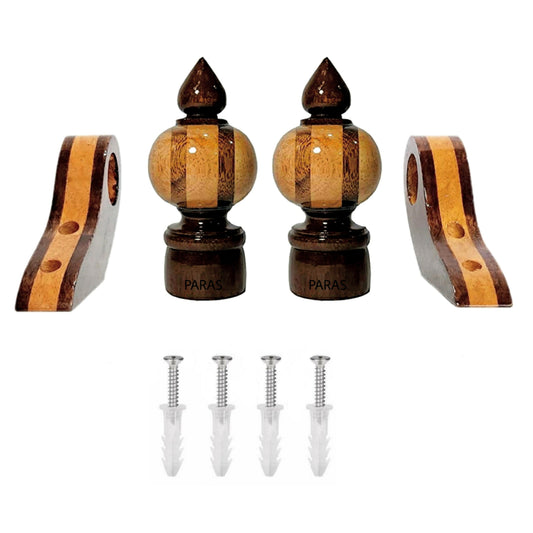 Buy Paras Wooden Curtain Finials with Bracket