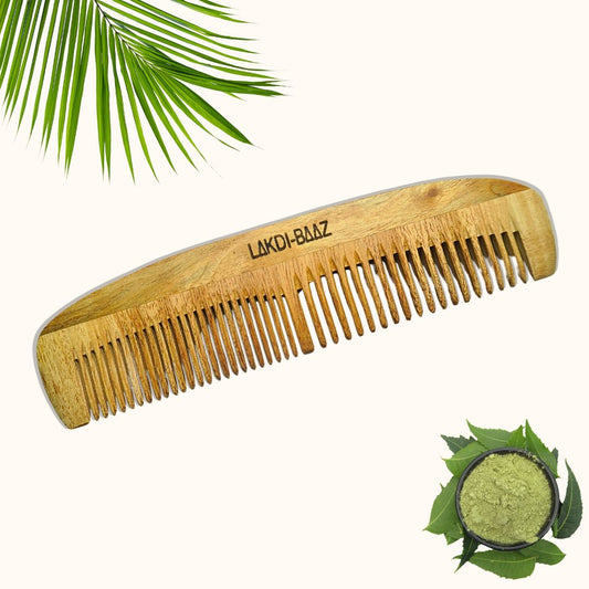 Buy Lakdi-Baaz | Natural Neem Wood Comb for Hair Growth Wooden Comb Curved Edge Ruby Comb Kangha For man and woman