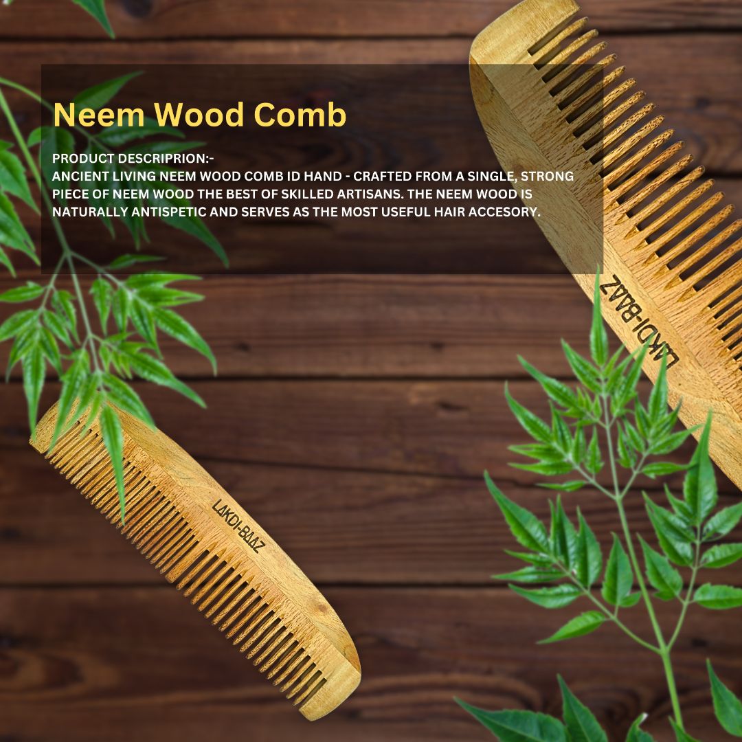 Buy Lakdi-Baaz | Natural Neem Wood Comb for Hair Growth Wooden Comb Curved Edge Ruby Comb Kangha For man and woman