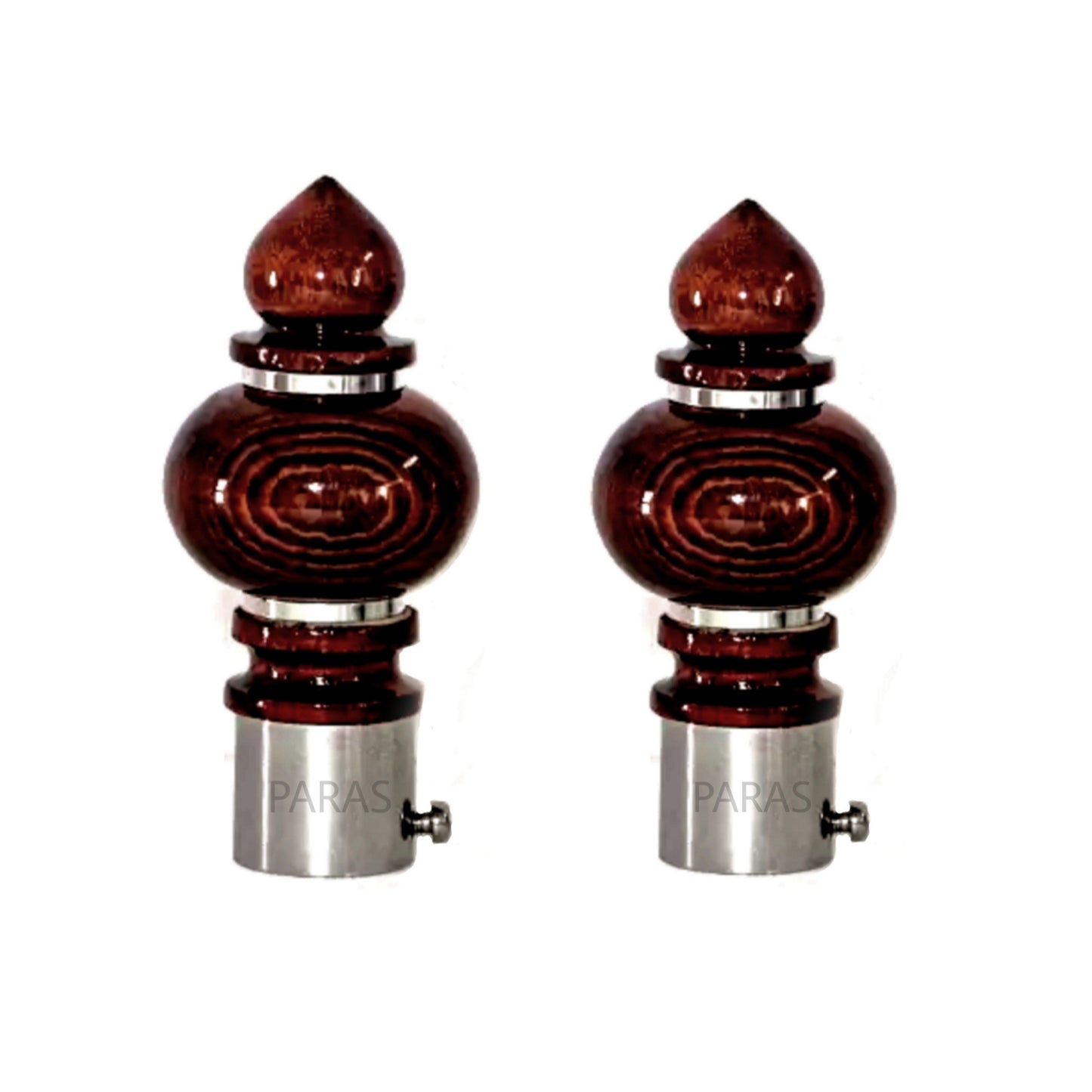 Buy Paras Wooden Stainless Steel Curtain Finials Only