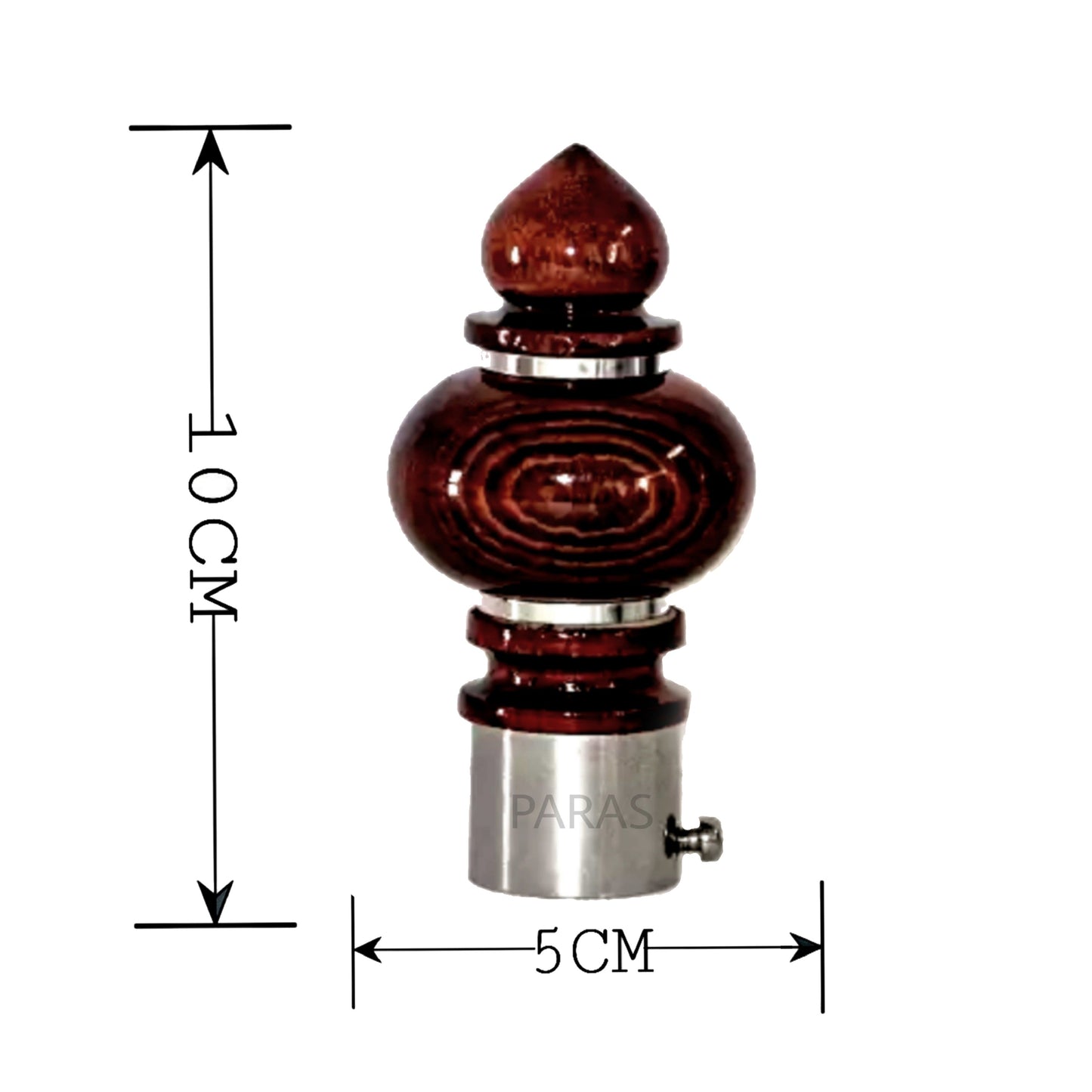 Buy Paras Wooden Stainless Steel Curtain Finials Only