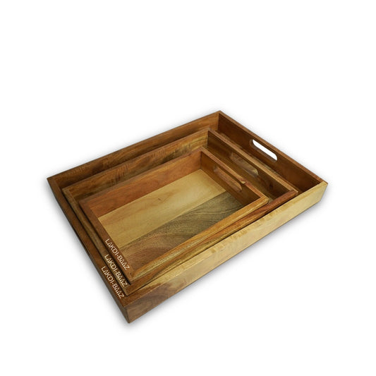 Buy Lakdi-Baaz| Premium Wooden Serving Tray Combo Natural