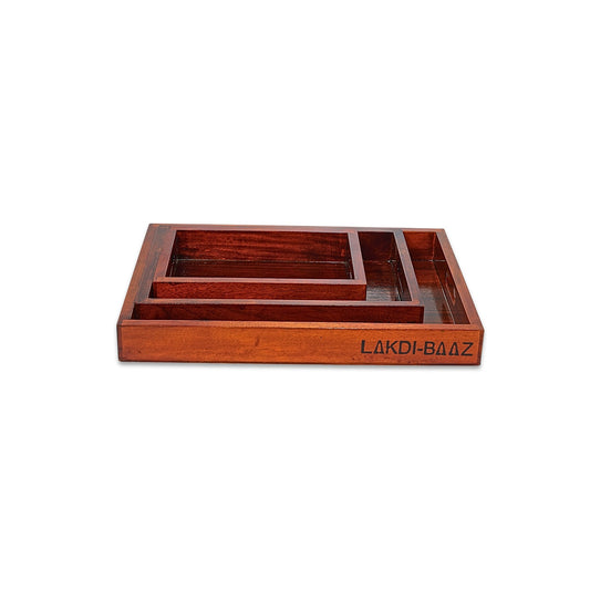 Buy Lakdi-Baaz| Premium Wooden Serving Tray Combo Teak