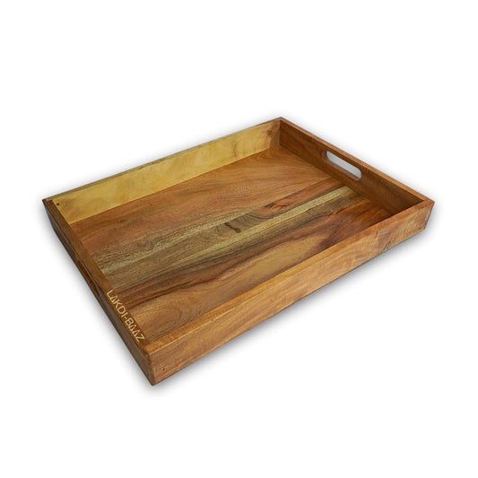 Buy Lakdi-Baaz| Premium Wooden Serving Tray Large Natural(16 X 12 Inch)