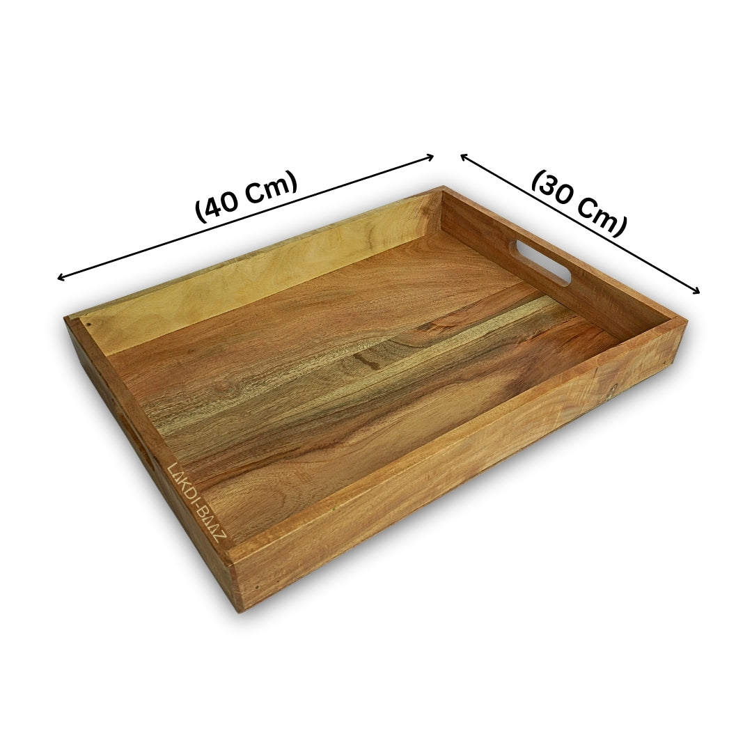 Buy Lakdi-Baaz| Premium Wooden Serving Tray Large Natural(16 X 12 Inch)