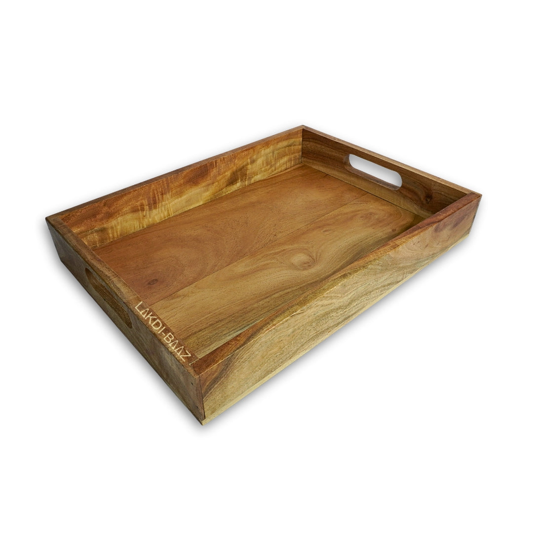 Buy Lakdi-Baaz| Premium Wooden Serving Tray Medium Natural(13 X 10 Inch)