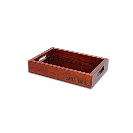 Buy Lakdi-Baaz| Premium Wooden Serving Tray Small Teak(7 X 10 Inch)