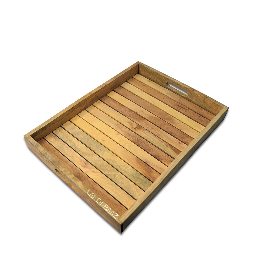 Buy Lakdi-Baaz| Premium Wooden Serving Tray Large Natural(16 X 12 Inch)