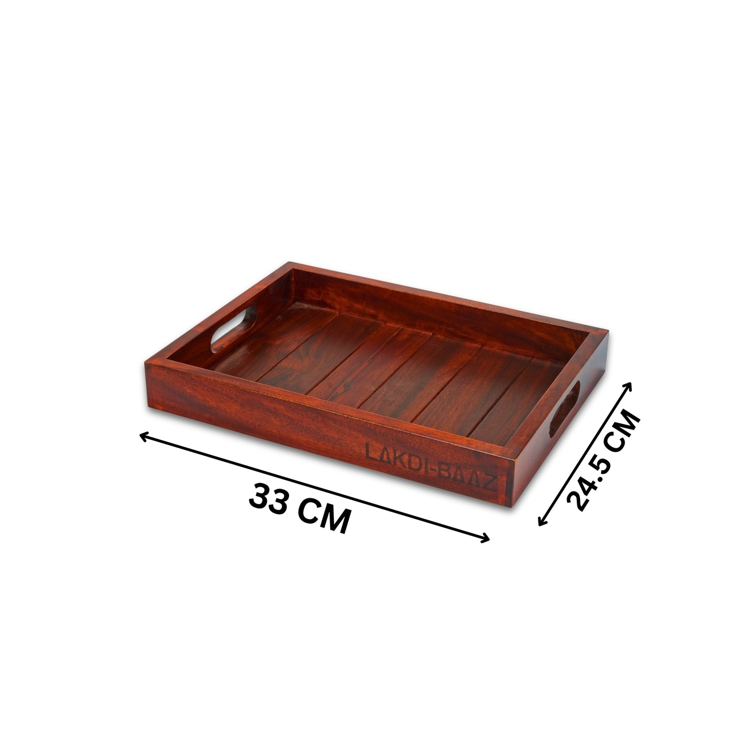 Buy Lakdi-Baaz| Premium Wooden Serving Tray Medium Teak(13 X 10 Inch)