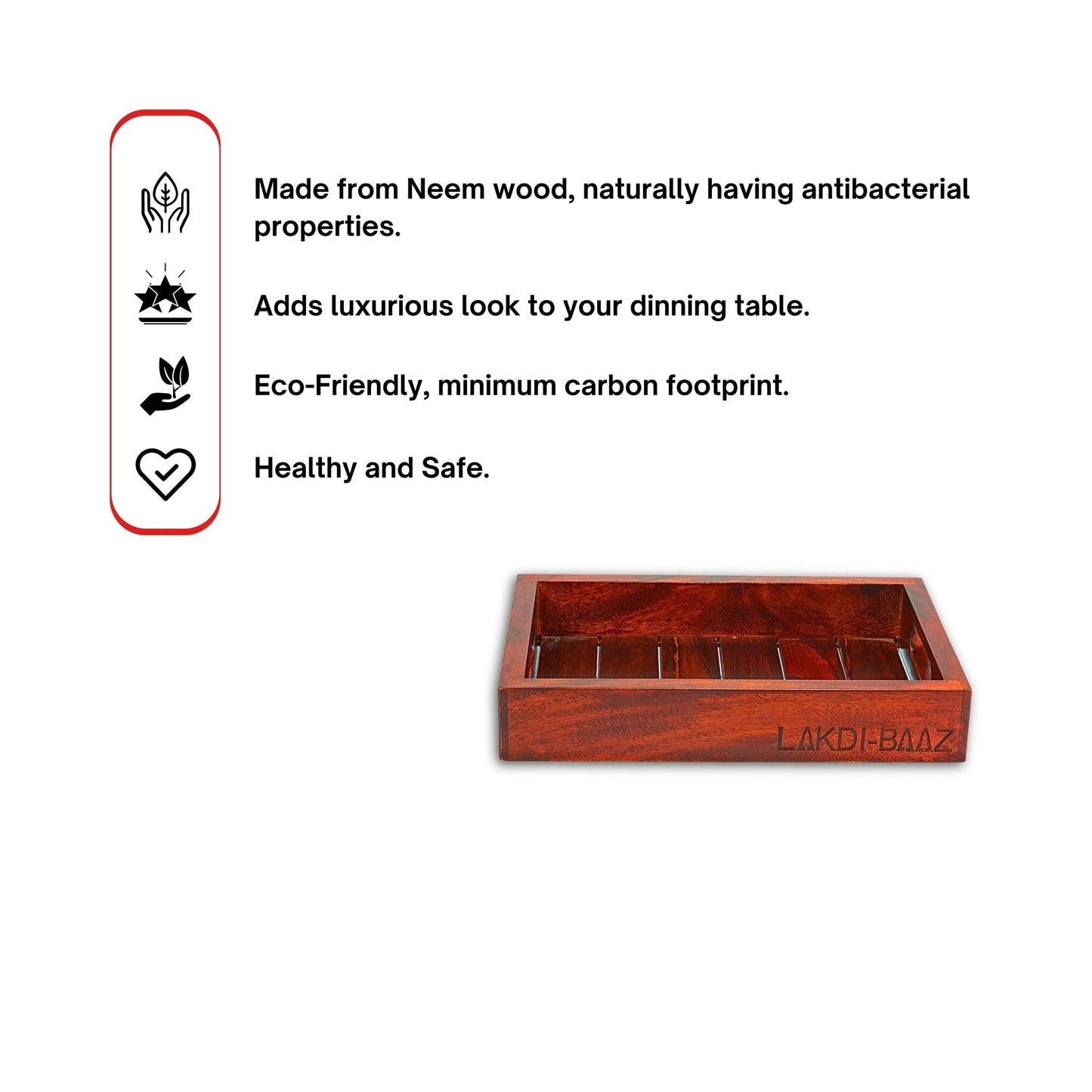 Buy Lakdi-Baaz| Premium Wooden Serving Tray Small Teak(7 X 10 Inch)